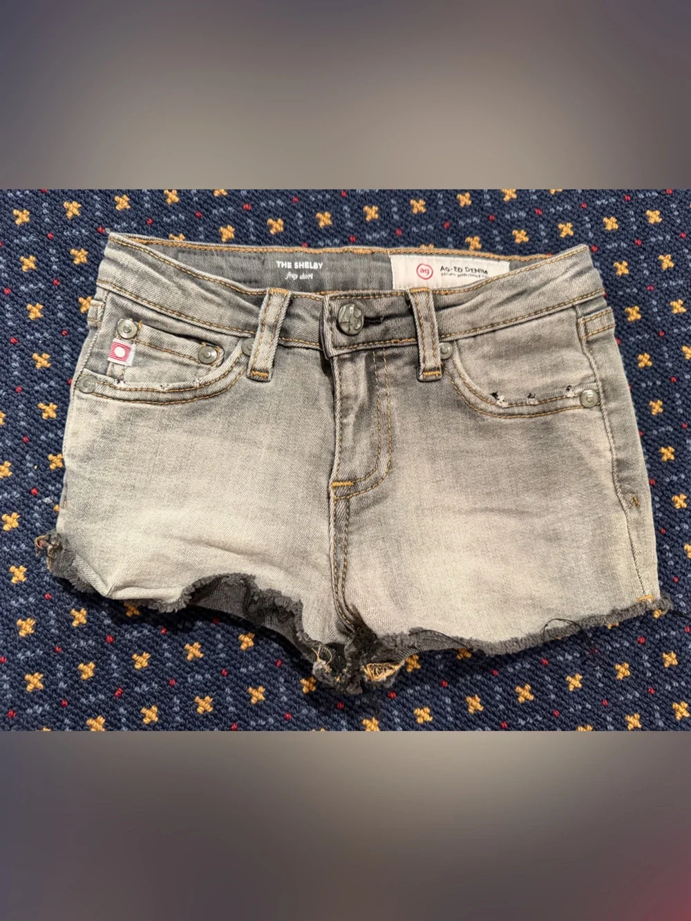 Ag Adriano Goldschmied Kids Light Gray Distressed Denim Shorts